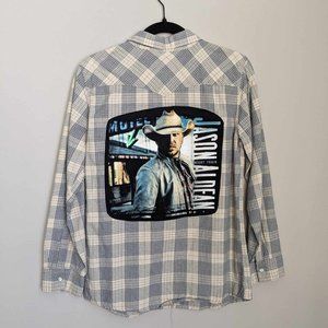 Jason Aldean Country Music Band Custom Levi's Flannel Button Down Shirt Sz L